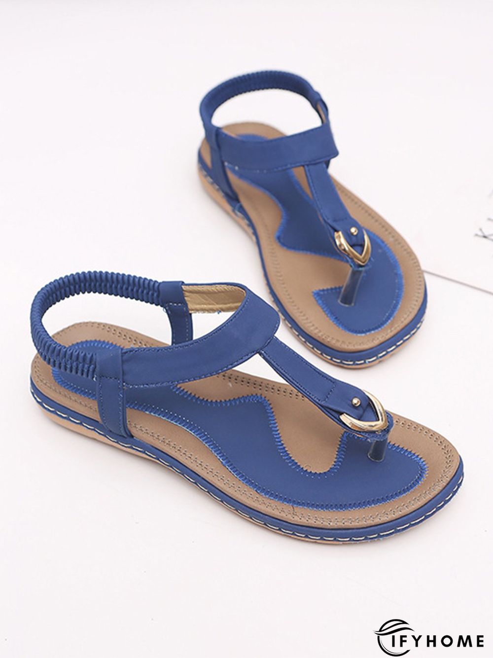 Women's Beach Metal Buckle Trim Flip-On Sandals | IFYHOME