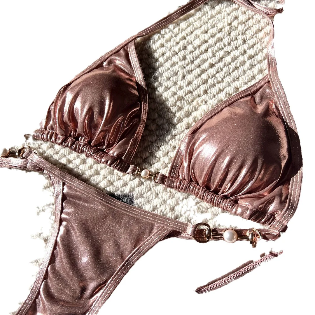 Uveng 2024 New Sexy Bright Pearl T-Dip Bikini Swimsuit Bikini