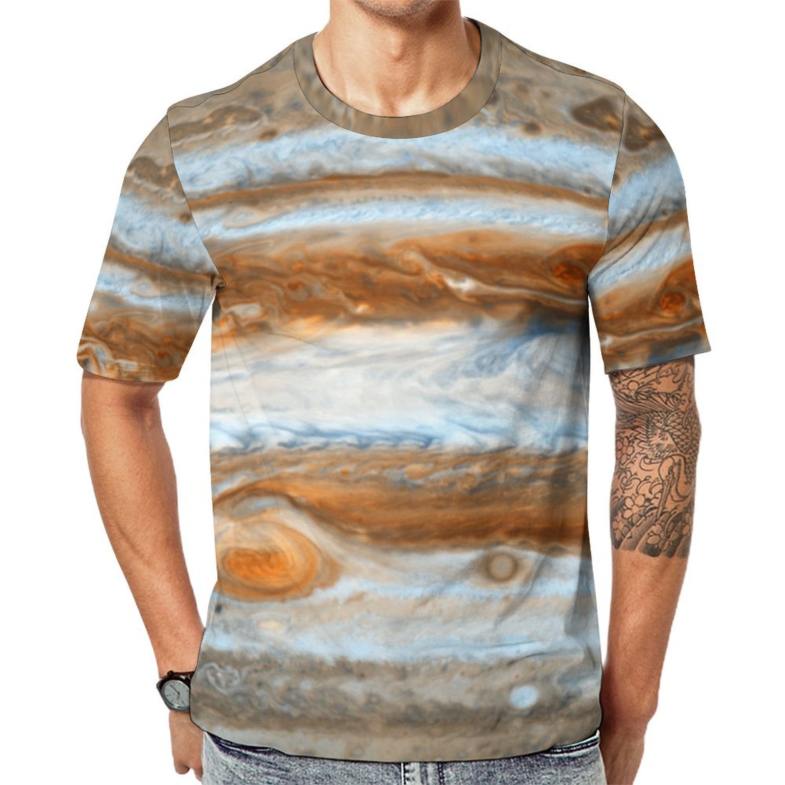 Planet Jupiter Round Short Sleeve Print Unisex Tshirt Summer Casual Tees for Men and Women Coolcoshirts