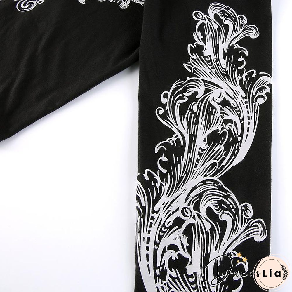 Vintage V Neck Printed Long Sleeve Shirt