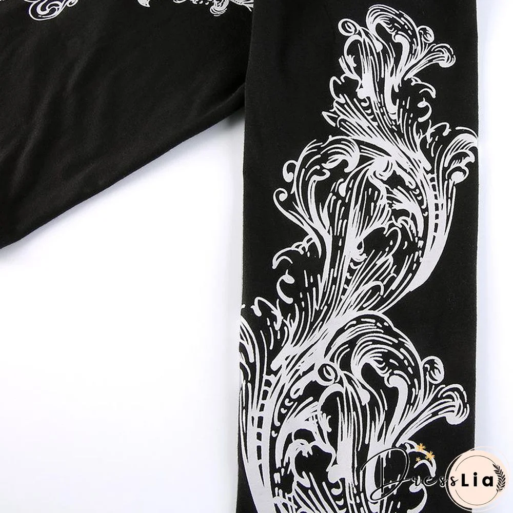 Vintage V Neck Printed Long Sleeve Shirt