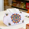 DIY PU Diamond Painting Tissue Box Kit Desktop Tissue Holder with Rhinestone Diamond Desk Decorative Tissue Box for Adults Desktop Storage Organizer (Mandala)