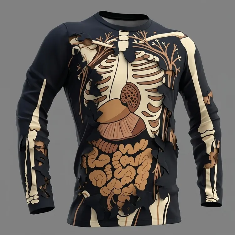 Men's Halloween Classic Halloween Anatomy Art Long Sleeves T-shirt