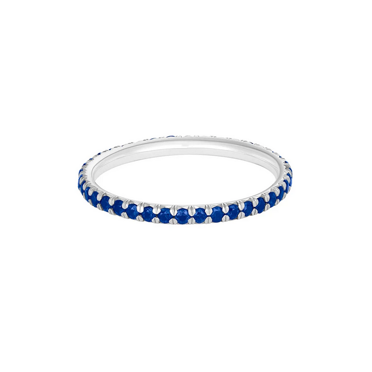 S925 Blue Diamond Circle Stackable Ring