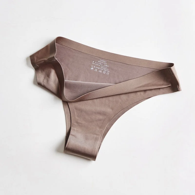 Seamless Panties Women Briefs Nylon Ultra-thin G-string Thongs Solid Soft Lingerie Female Underwear Ice Silk Briefs 1pc