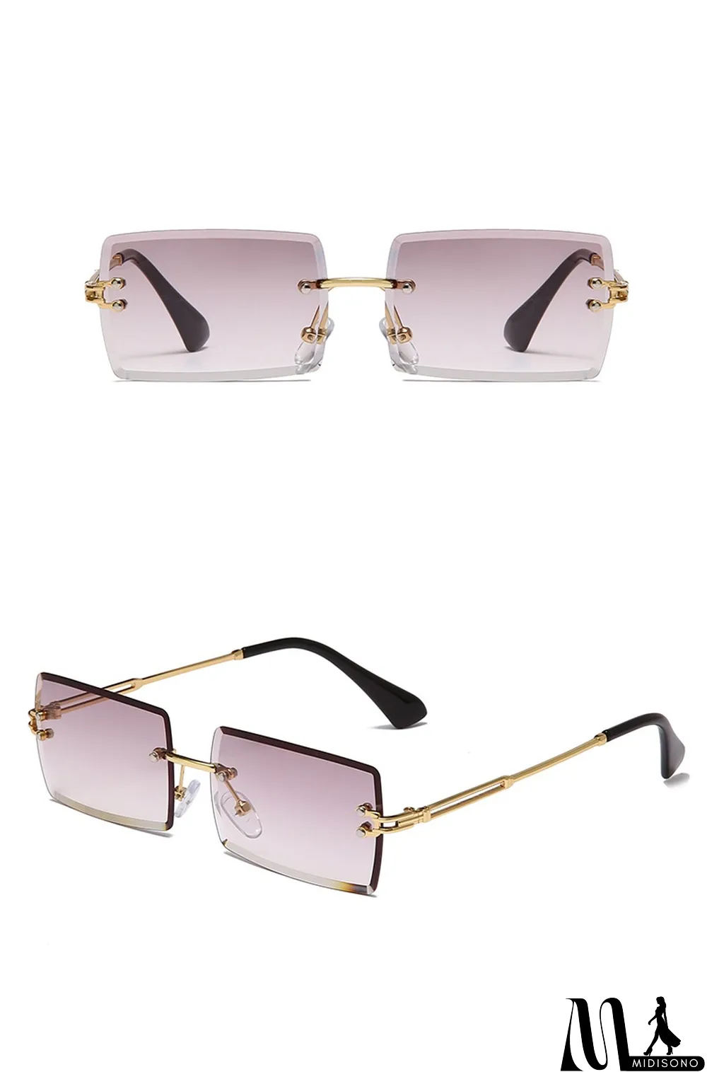 MidiSono - Women Rimless Metal Square Sunglasses