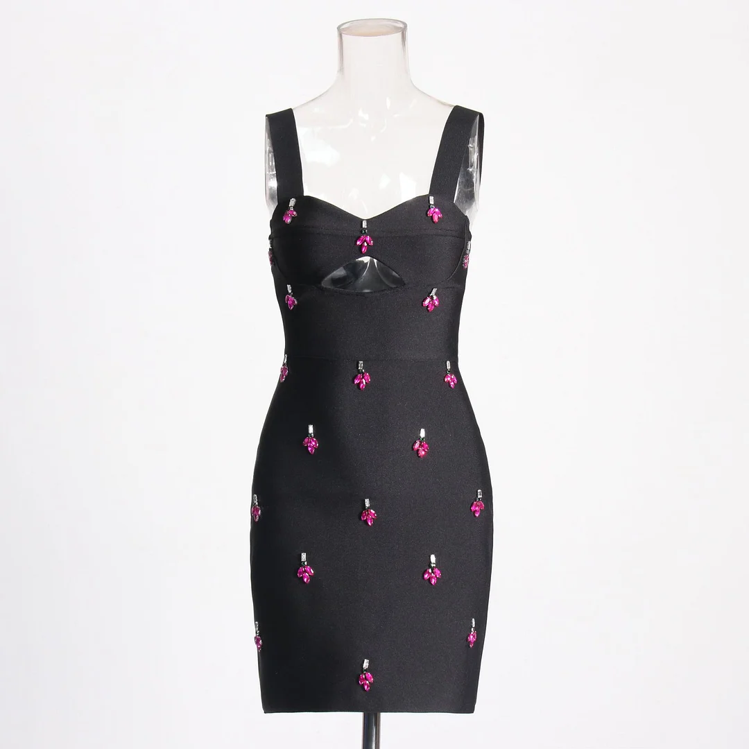 Zingj Spring 2025 New Fashion Sexy Diamond Inlay Splicing Design Sense Of The Body Sling Bag Hip Dress Woman