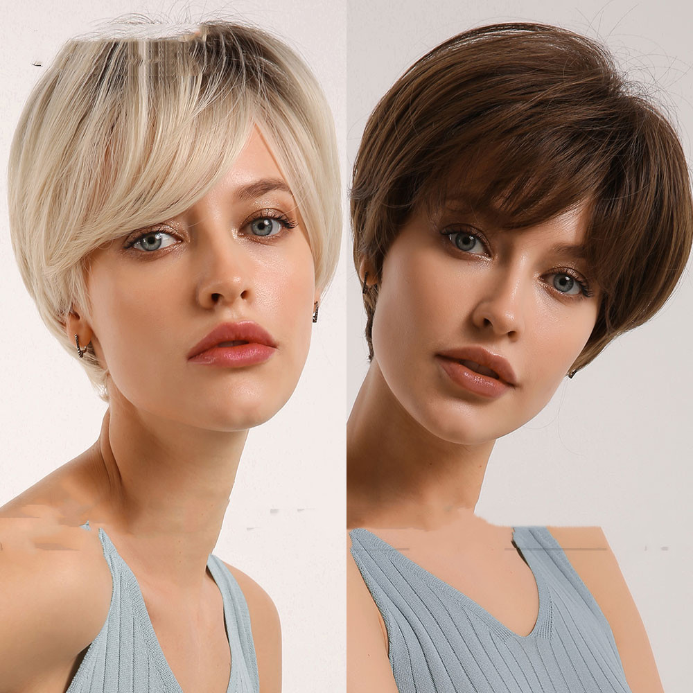Straight Short Hair Mature Women's Synthetic Wig For Older Ladies Over