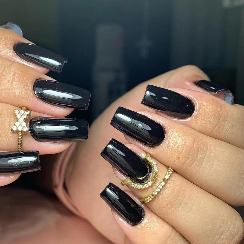 French Style Minimalist Solid Color Plastic Nail Patches 1 Set