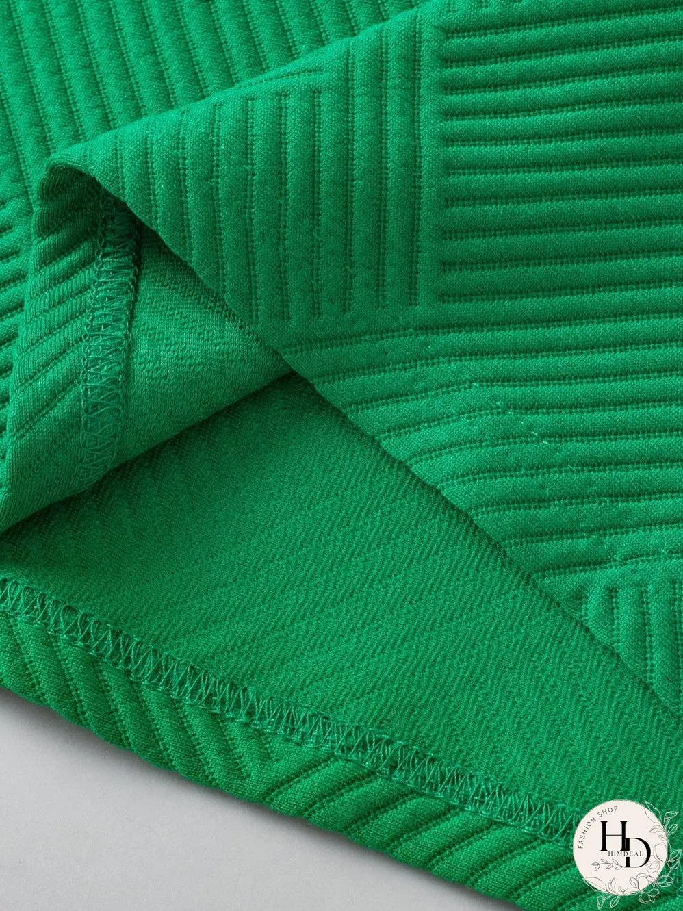 Elegant Dark Green Ruffled Textured Puff Sleeve Blouse