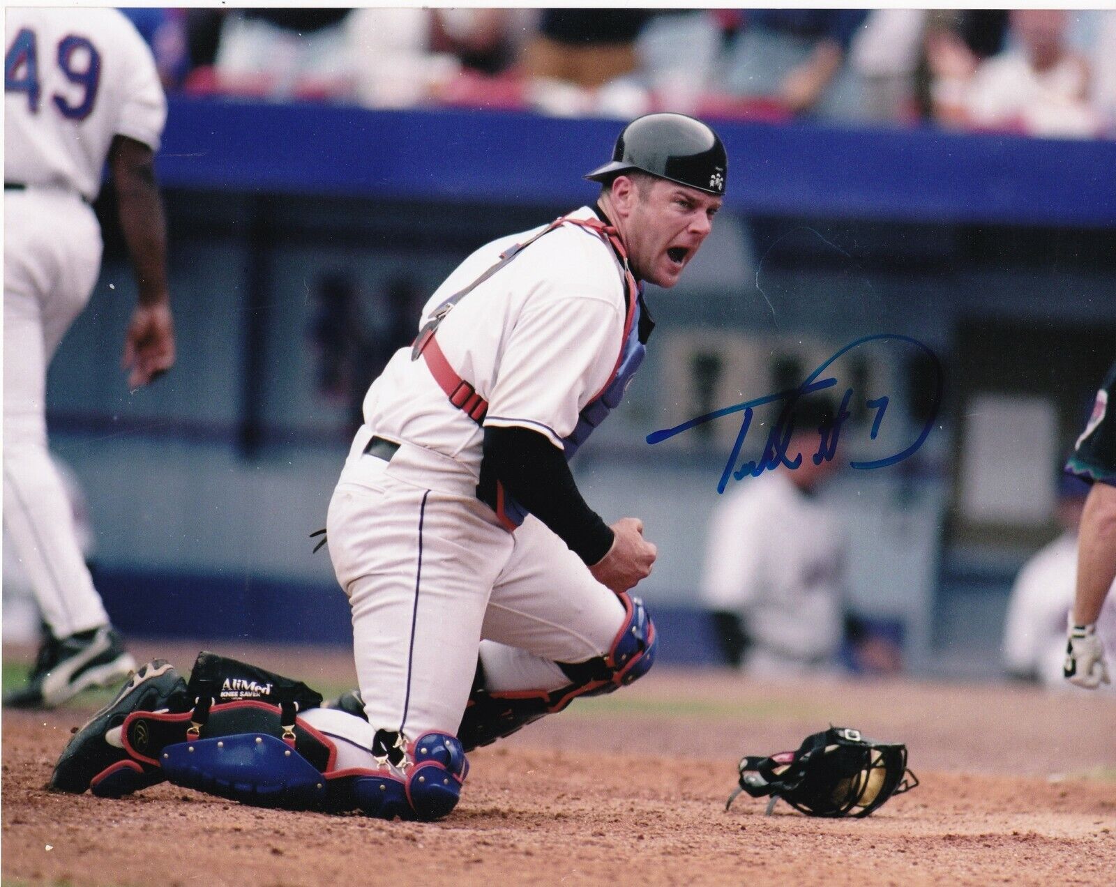 TODD PRATT NEW YORK METS ACTION SIGNED 8x10