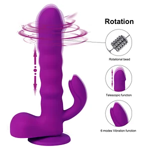 3 In 1 Thrusting Vibrating Dildo Clitoral Stimulation With Suction Cup