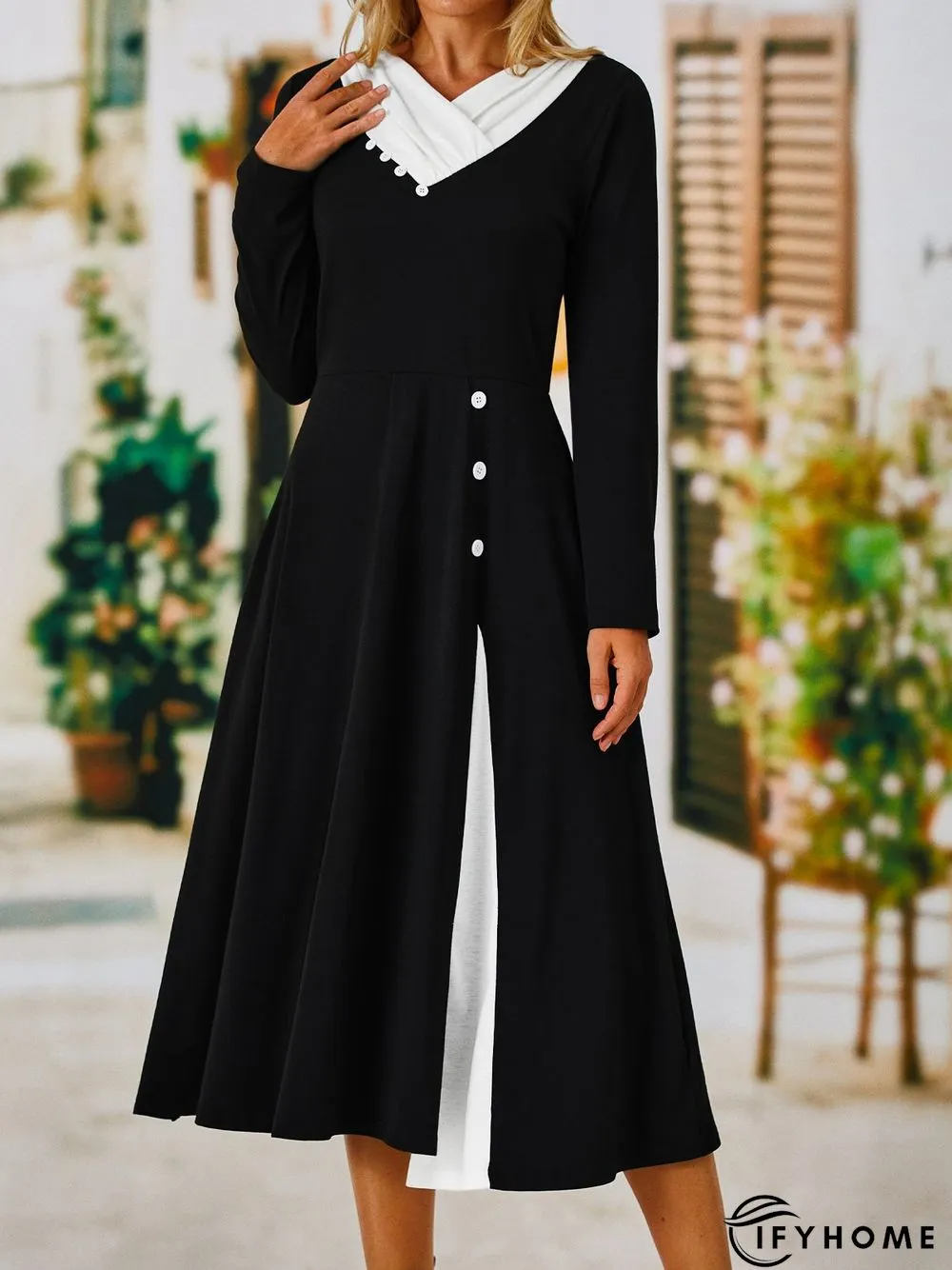 Color Block Asymmetrical Casual Dress | IFYHOME