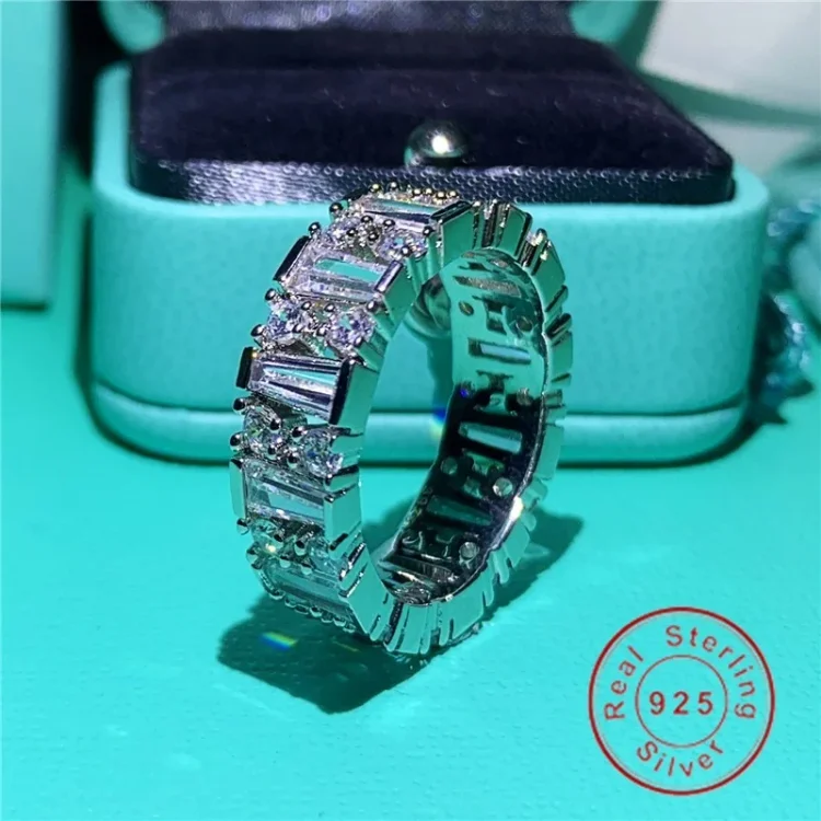 Handmade Diamond cz Promise Ring Real 925 sterling silver Engagement Wedding band rings for women men Gemstones Party Jewelry