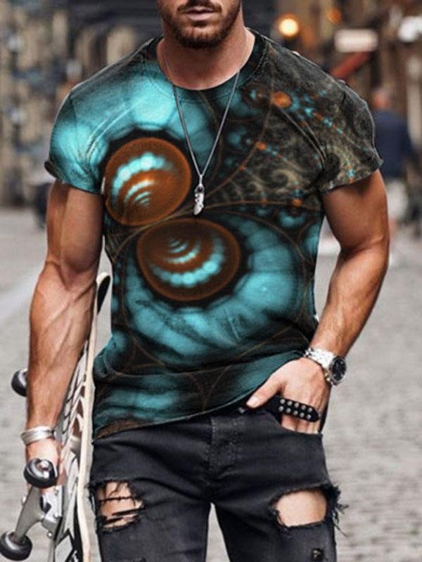 Men's casual printed short-sleeved round neck T-shirt