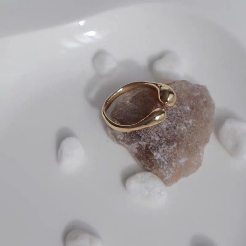 Minimalist Solid Color Alloy Plating 18K Gold Plated Women’s Open Rings