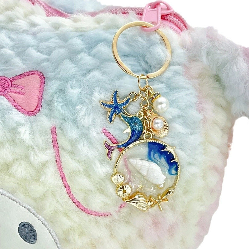 Cute Marine Style Starfish Mermaid Shell Alloy Enamel Bag Pendant Keychain