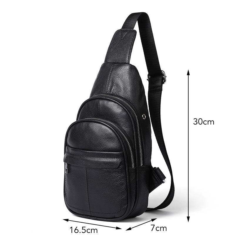 Casual Style Grain Textured Multiple Pocket Earphone Jack Adjustable Sling Strap Chest Bag