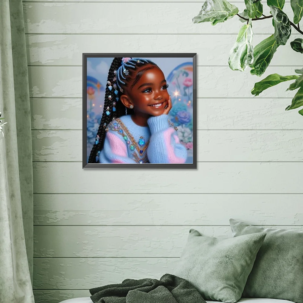 Diamond Painting - Full Round Drill - Black Girl(Canvas|30*30cm)