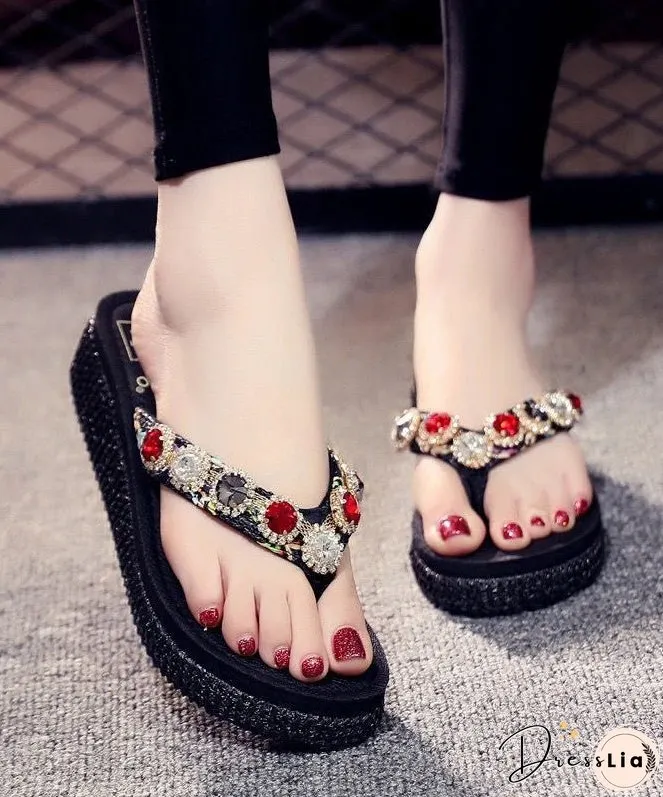 Bohemian Splicing Wedge Brown Flip Flops Zircon