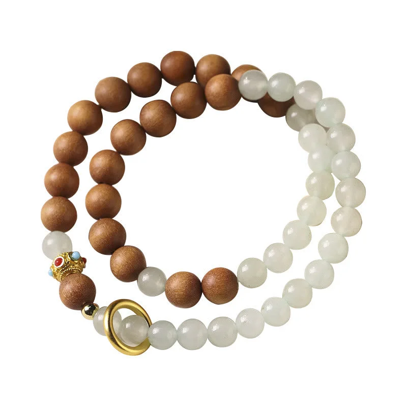 Natural Sandalwood Crystal Protection Double Wrap Bracelet