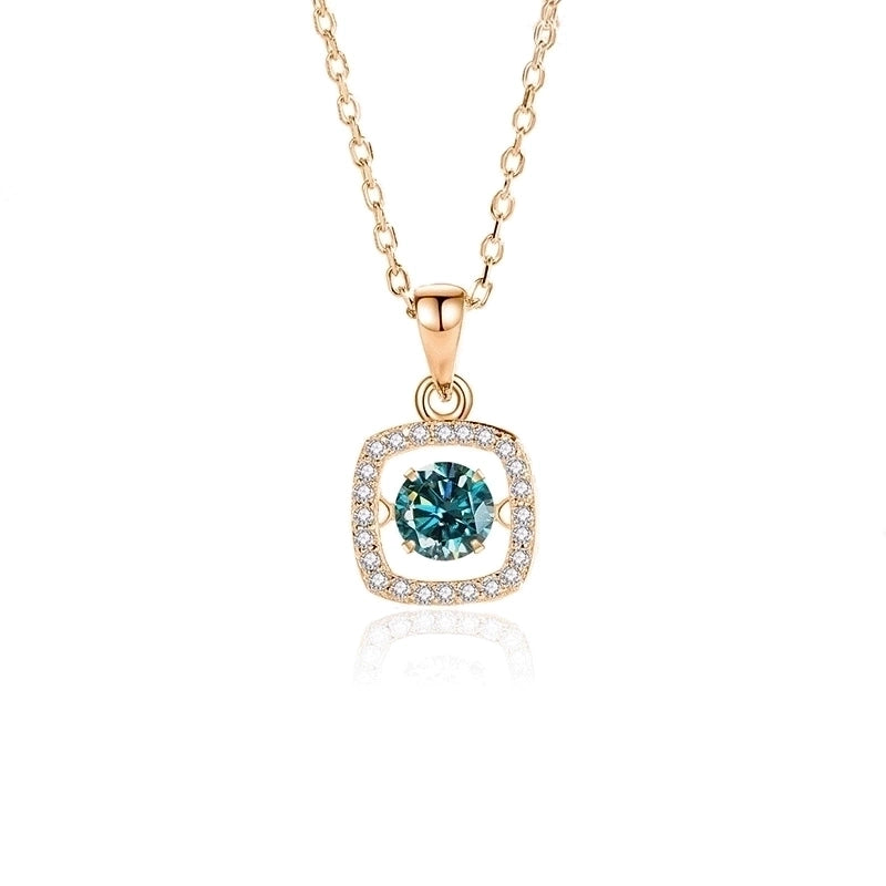 925 Sterling Silver Moissanite Zircon Inlay Solid Color Pendant Necklace