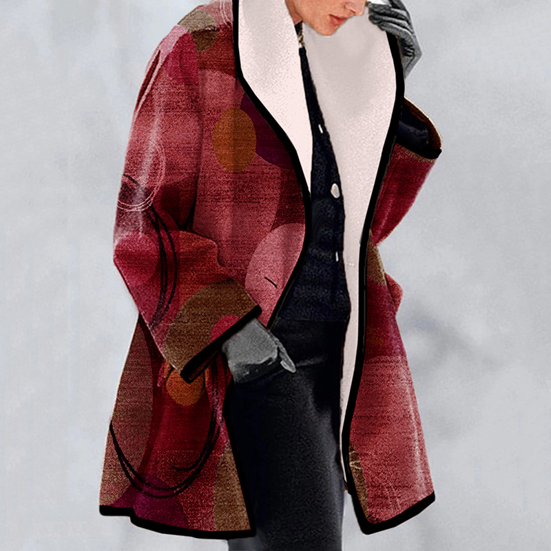 Casual Lapel Contrast Print Coat wearshes