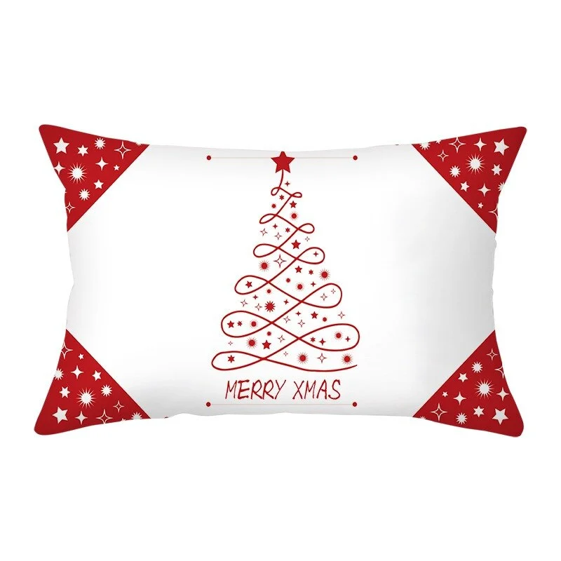 2021 Christmas Pillow Cover Decor Pillow Rectangle Polyester Cushion Cover 30x50 cm Cartoon Snowman Letter Printed Pillowcases