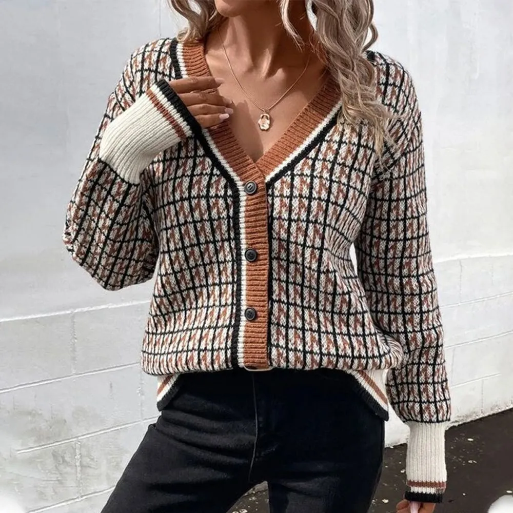 Retro Print Long Sleeve Sweater