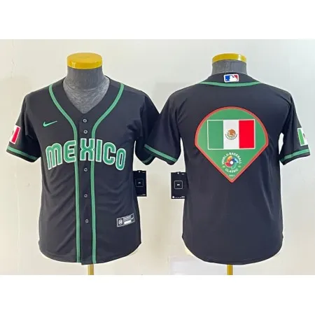 Women's Mexico Baseball 2023 Black Big Logo World Baseball Classic Stitched Jersey(Run Small) 7KIZ
