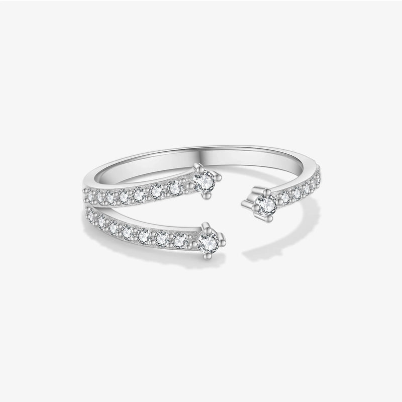 18K Gold Plated White Gold Plated 925 Sterling Silver Zircon Irregular Open Rings