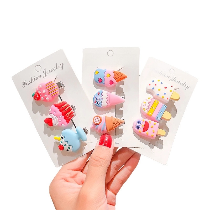 Super Cute Cartoon Cream Ice Cream Children's Hairpin Girls' Baby's Hair Duckbill Clip Hairpin Hair Accessories