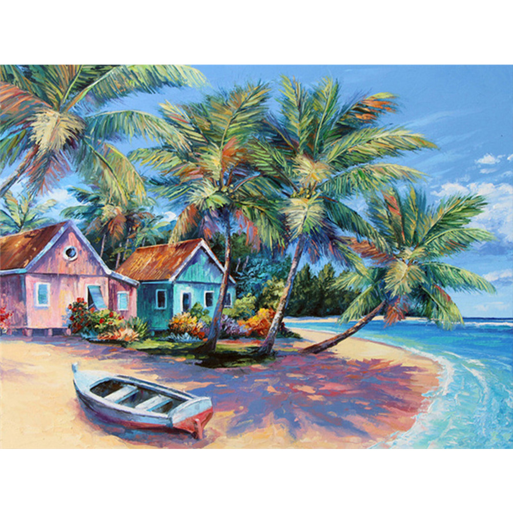 

(Multi-Size) Beach Tree Scenery - Round/Square Drill Diamond Painting - 30*40CM, Square diamond 30*40cm, 501 Original