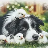 Border Collie And Chicks-11CT Stamped Cross Stitch 40*40cm/15.75*15.75in tapestrymarket