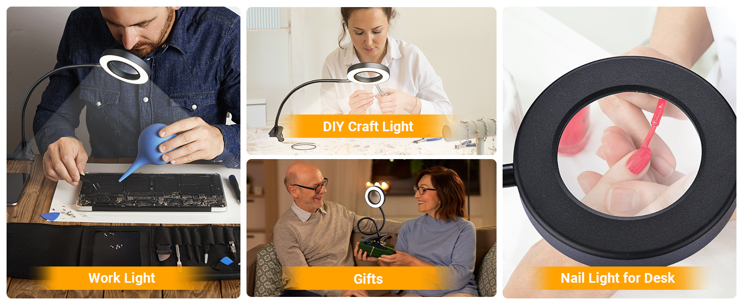 Likron Watches Likron USB Powered LED Magnifying Lamp with Clamp