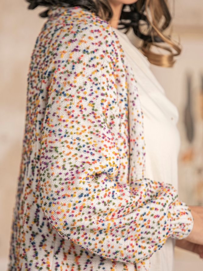 Gray Casual Shift Polka Dots Sweater