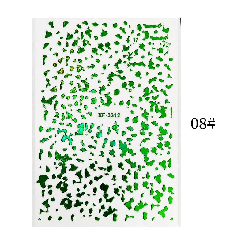 1PC Zebra Serpentine 3D Nail Stickers Fluorescence Green Leopard Prints Sliders Animal Skins Nail Art Decoration For Manicures