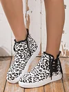 Casual Lace-up Decor Fringe High Top Canvas Shoes with Side Zip