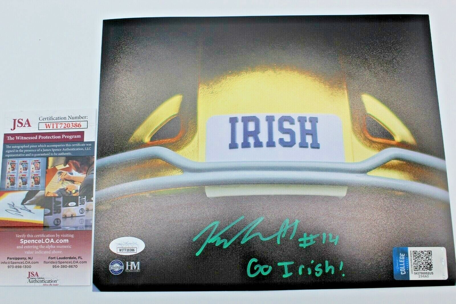 Kyle Hamilton Signed Notre Dame Fighting Irish 8x10 Photo Poster painting w/JSA COA Witness