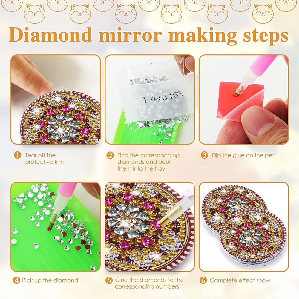 DIY Crystal Diamond Mirror Portable Datura Art Craft Set for Girl