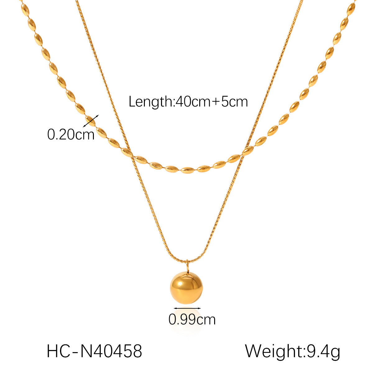 Color Matching Round Bead Necklace Tassel Y Chain 18K Gold Stainless Steel Clavicle Chain Titanium Steel Necklace