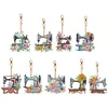 9pcs Sewing Machine DIY Diamond Art Keychains