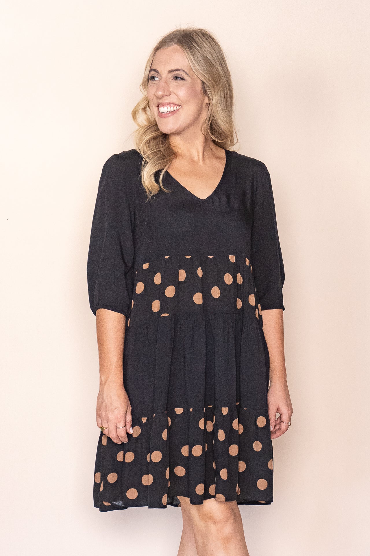 Wynona Polka Dot Dress in Black