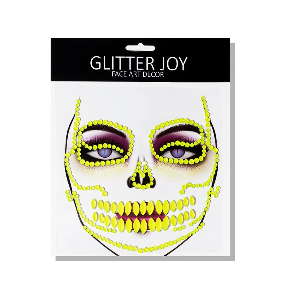 New Arrival 1Pc Halloween Dressing Party Face Gem Sticker Skull Makeup Inspired Party Body Paint Decor For Carnival Holiday Gift
