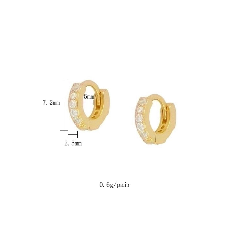 1 Pair Casual Minimalist Geometric Plating Inlay Copper Zircon 18k Gold Plated Hoop Earrings Ear Cuffs Ear Studs