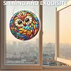 (25cm)DIY Acrylic Jigsaw Puzzle Window Hanging with Hanging Chain DIY Stained Glass Decoration Round Window Puzzle Decor for DIY Craft Project (Stained Glass Owl)
