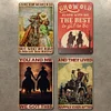 4PCS Cowboy And Cowgirl - Vintage Metal Signs Set - 20*30cm - Western