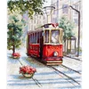 Street Scene In Paris-16CT Stamped Cross Stitch Egyptian Cotton 28*31cm/11.02*12.2in