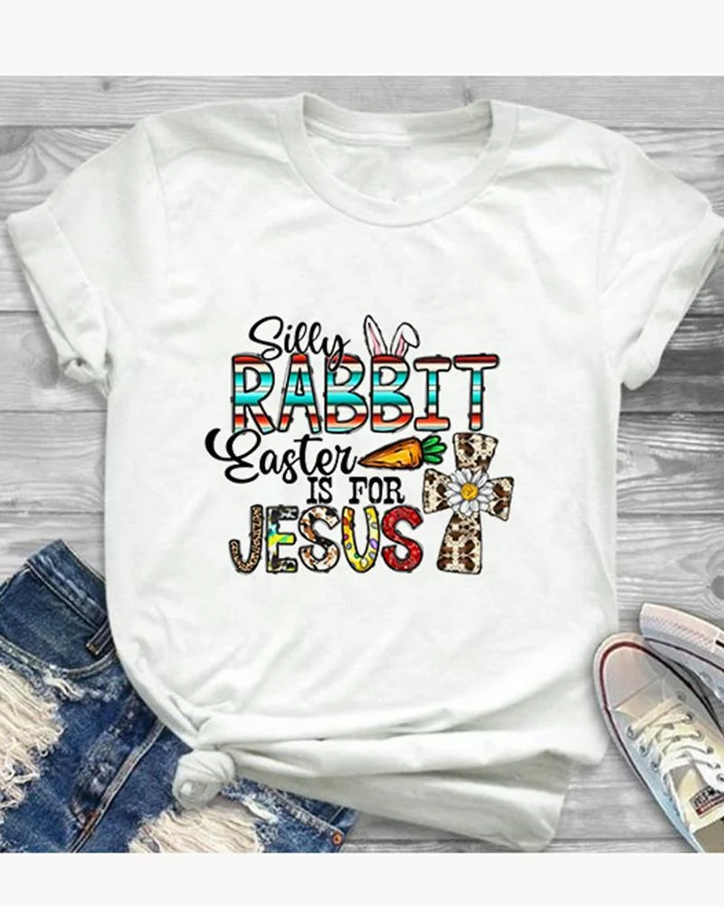 Easter Print Casual Short Sleeve T-Shirt