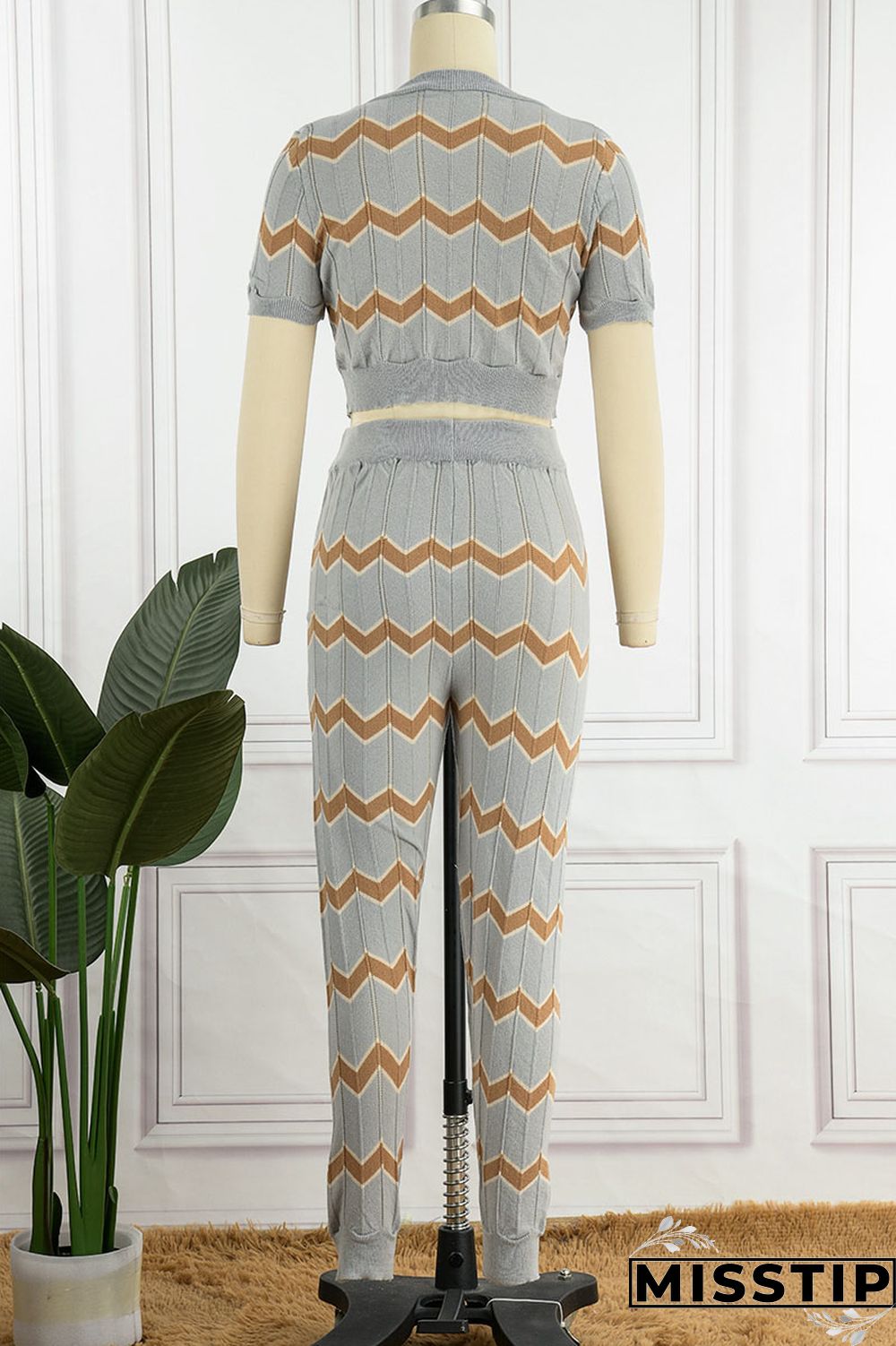 Pink Casual Patchwork O Neck Short Sleeve Two Pieces